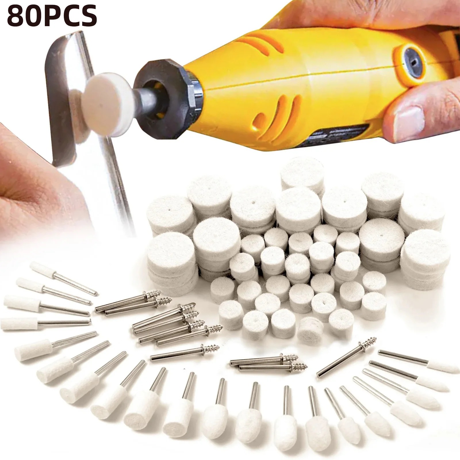 Rotary Tool Kit - طقم عجلات تلميع من الصوف اللبادي